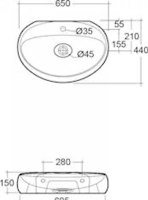 cloud umywalka nablat owalna 65x44cm z otworem połysk