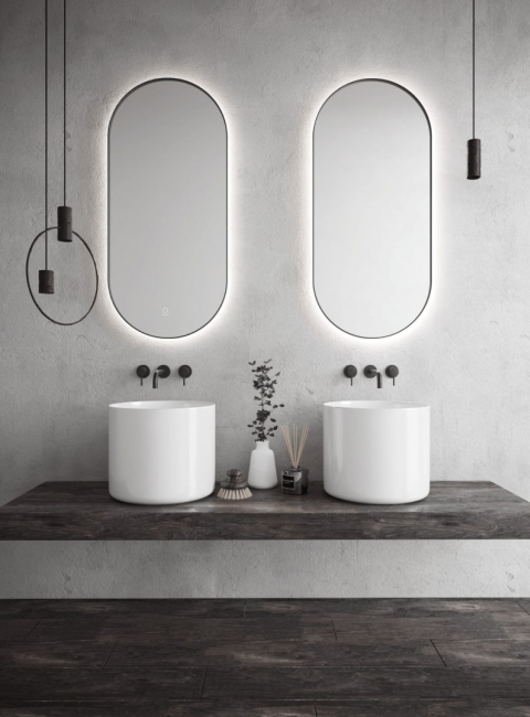 Lustro HOLI w czarnej ramie led ambient