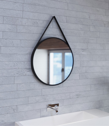 Lustro Loft ANDREA rama czarna na pasku MCJ 60cm
