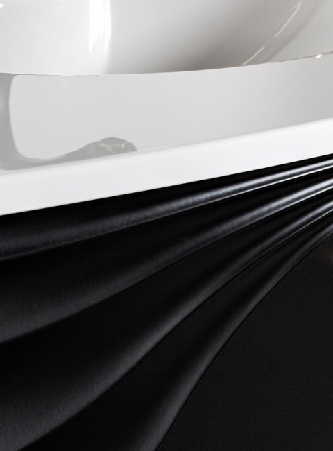 Szafka łazienkowa wisząca Sanitti Asso 60 czarna z uchwtem złoty połysk pod umywalkę lub blat