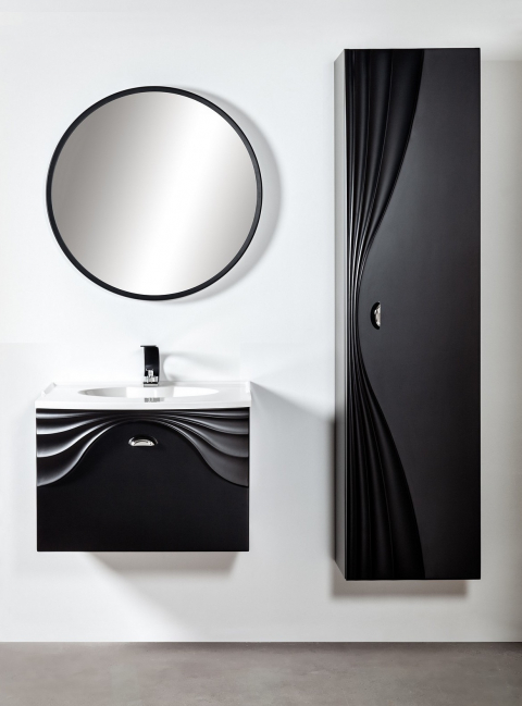 Szafka łazienkowa Sanitti Asso 60 czarna z uchwytem chrom połysk pod umywalkę