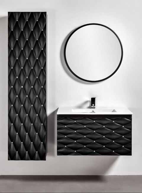 Szafka Sanitti Lira LSC-80/44/SVS czarna z kryształkami z umywalką