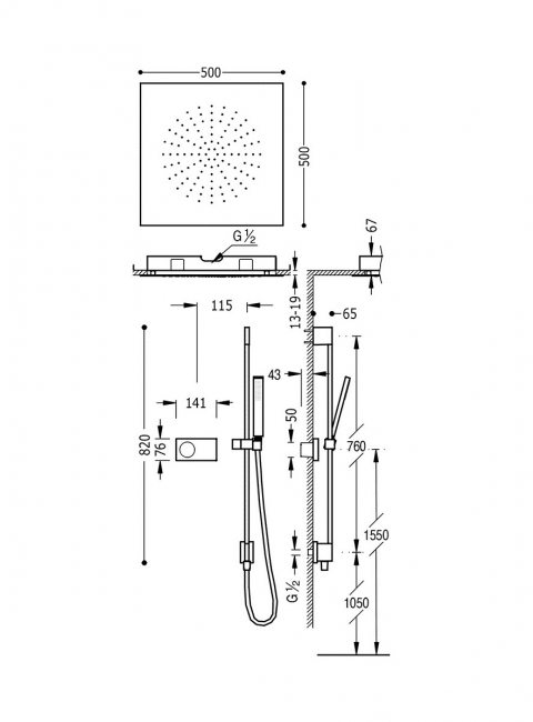 Shower Technology podtynkowy termostatyczny elektroniczny zestaw prysznicowy 09286581