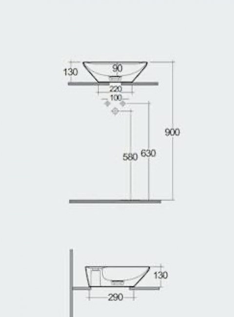 variant umywalka okrągła 42x42 cm z otworem biały połysk